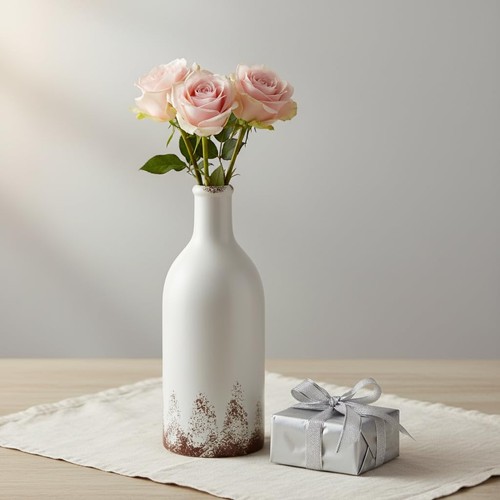 Vintage white ceramic vase - ceramic,
