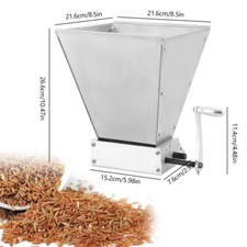 2 Roller Manual Grain Mill Barley Grinder Malt Crusher w/ Hopper For Homebrewer
