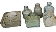 Vintage Glass Inkwells x6