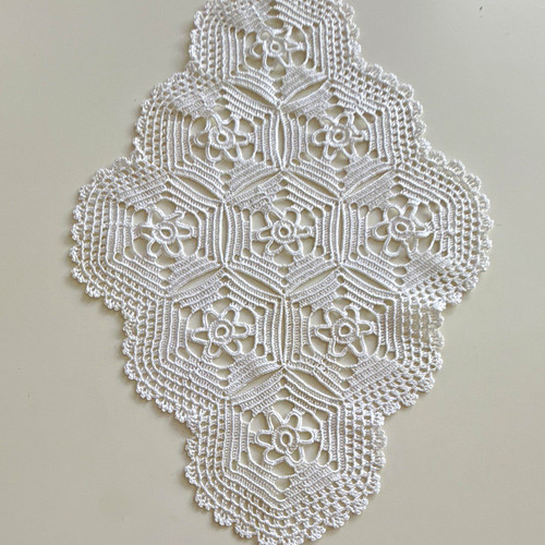 White cotton crochet hexagonal - cotton,