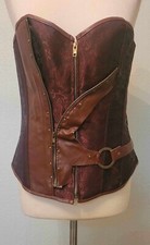 Ladies Steampunk Goth Jacquard PVC Leather Corset Basque BNWOT Size 2XL