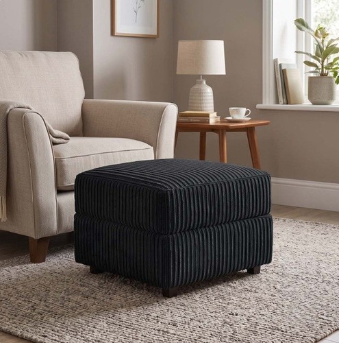 Black fabric footstool non - footstool,