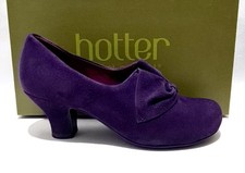 Hotter Donna Shoes Size 6.5 UK Purple Suede Court Kitten Heels 