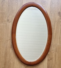 Antique Large Oval Wooden Wall Mirror Mahogany Frame Hangs Vertically Early 20th