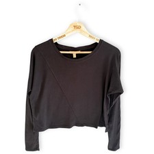 Ladies Zara Black Oversized Long Sleeved 100% Cotton T-Shirt Top Small, 8-10