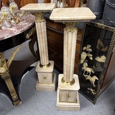 Pair Marble Columns Beige