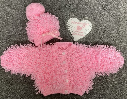 Hand knitted pink - , loopy