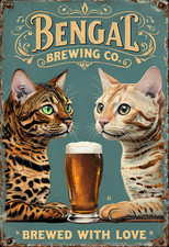 Bengal Cat Brewing Co Metal Sign, Bengal Cat Beer Plaque, Bar Sign