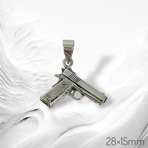 Solid 925 sterling silver gun - silver,