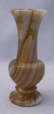 Vintage Brown Cream Pink Neutral Colours Small Alabaster Bud Vase 12cm Tall VGC