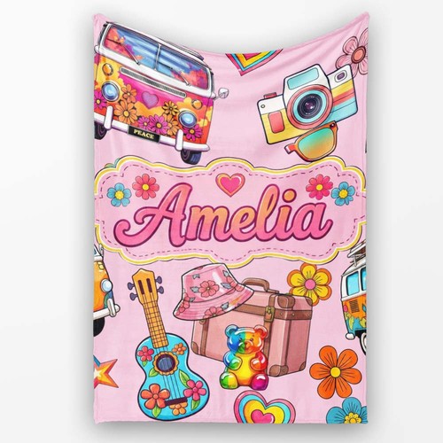 Soft fleece blanket hippie - fleece, van