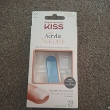 KISS False Natural Artificial Nails Salon Acrylic Euphoria  28 Pack +Glue Medium
