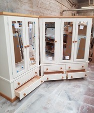 HANDMADE AYELSBURY COUNTRY (IVORY + DARK OAK) 2 PIECE WARDROBE SET NOT FLAT-PACK