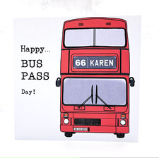 Personalised Bus Pass Birthday Card, OAP Birthday Card, 66th Birthday Card