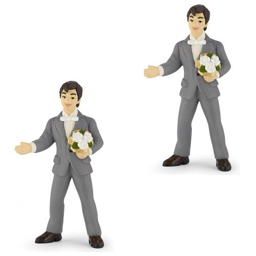 Grooms with bouquet - with,