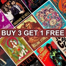 Vintage Music Posters Rock Band Gig Concert Poster Wall Art Picture Prints A4 A3