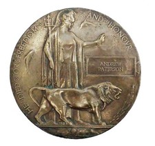 WW1 Memorial Plaque Andrew Paterson Original