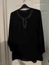 M&S Black Embellish Tunic Top