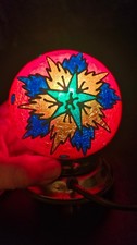 Painted crackle effect glass globe lamp with a selestial theme