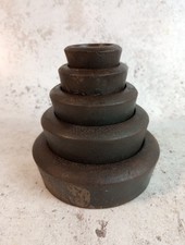 Set of Five Vintage Scale Weights Kitchen Cast Iron 4lb 2lb 1lb 8oz 4oz Patina