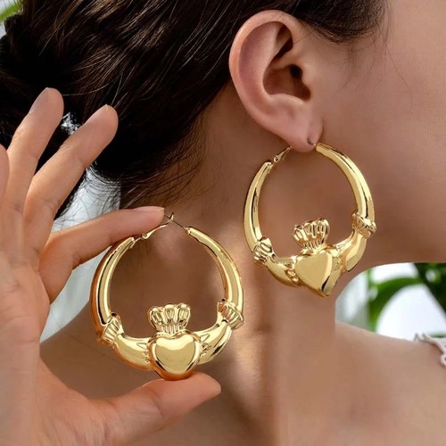 Gold large claddagh - gf, hoop
