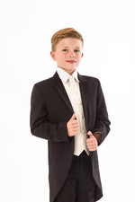 Boys Black Tailcoat Wool Morning Suit Herringbone Jacket Wedding  Royal Ascot