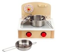 Hape E3134 Wooden Tabletop Grill Toy, Indoor/Outdoor Cooker Toy NEW