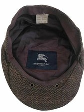 Burberry London Vintage Men's Grey Nova Check Wool Flat Cap Hat Casual