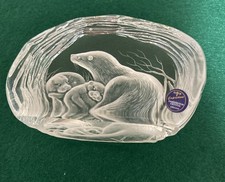Dartington Glass Crystal 'Otter & Babies' Paperweight by Alfred Capredoni Boxed