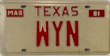 Vanity WYN license plate