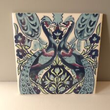 Vintage Reproduction William De Morgan Design Ceramic Tile Peacock Arts & Crafts