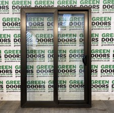 ALUMINIUM PATIO SLIDING DOORS BROWN METAL EXTERNAL DOUBLE GLAZED EXTERIOR NARROW