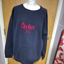 Ladies Quba & Co Navy Sweatshirt With Front Pocket And Pink Motif Size 18