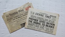 HISTORIC NEWSPAPER REPRINTS - Sunday Post (June 1944) & Evening Times (May 1945)