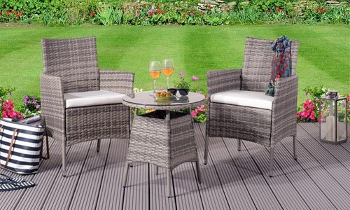 3pc rattan bistro set garden - 3pc,