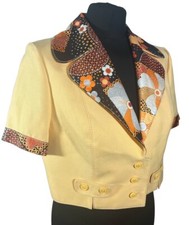 Womens Yellow Floral Flower Short Sleeve Bolero Style Wedding Jacket Uk 12 Eu 40