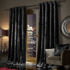 Ring Top Thick Velvet Blackout Curtains Pair Ready Made Eyelet Fully Lined Panel