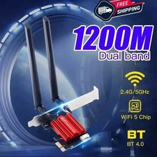 AC1200 WIFI 5 PCI-E Wireless Adapter Desktop PC Internal Card 802.11AC+Bluetooth