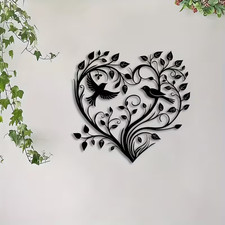 Black metal bird wall art - wall,