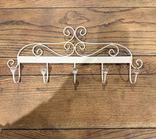 White metal wall hook rack - metal,