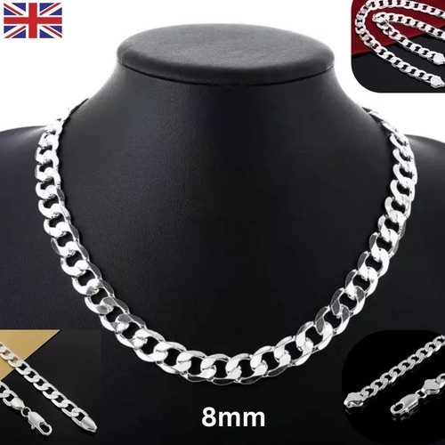 Silver men curb chain necklace - silver,