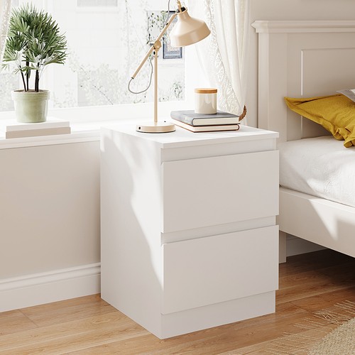 White wooden nightstand - white,
