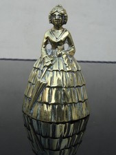 Vintage Crinoline Lady with Parasol Large, Heavy 5 inch Brass Bell