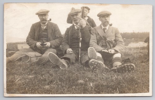 Rppc named scottish men tweed - scottish,