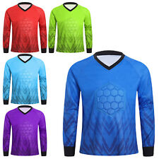 Kid Boys Goalkeeper Soccer Jersey Padded Goalie Shirt Training Football Uniform