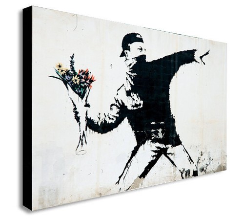 Banksy flower thrower canvas - flower,