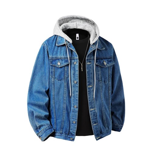 Mens hooded denim jacket - mens, loose