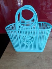 Plastic Turquoise Open Weave Basket - Ideal For Storage