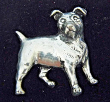 A Lovely Vintage Cast White Metal Jack Russell Dog Pin Brooch Signed