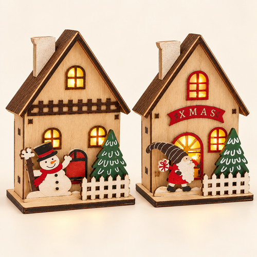 15cm wooden christmas house - christmas,